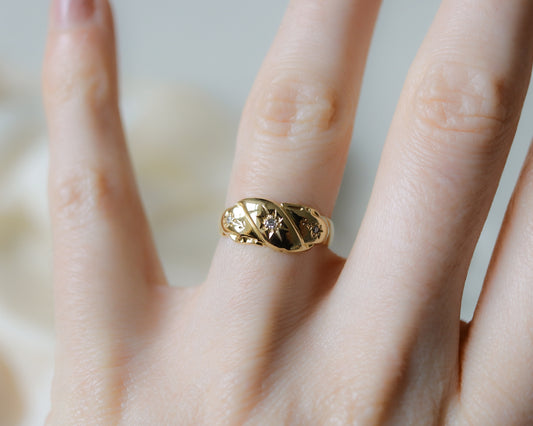 Antique 18ct gold diamond snake ring UK K 1/2