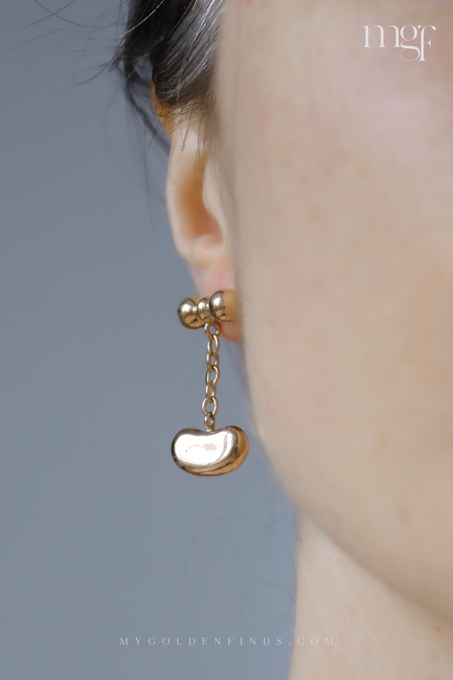 9ct gold bean and t-bar dangle earrings