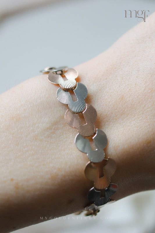 Remaining anount for 9ct bi-colour gold fancy panel link bracelet