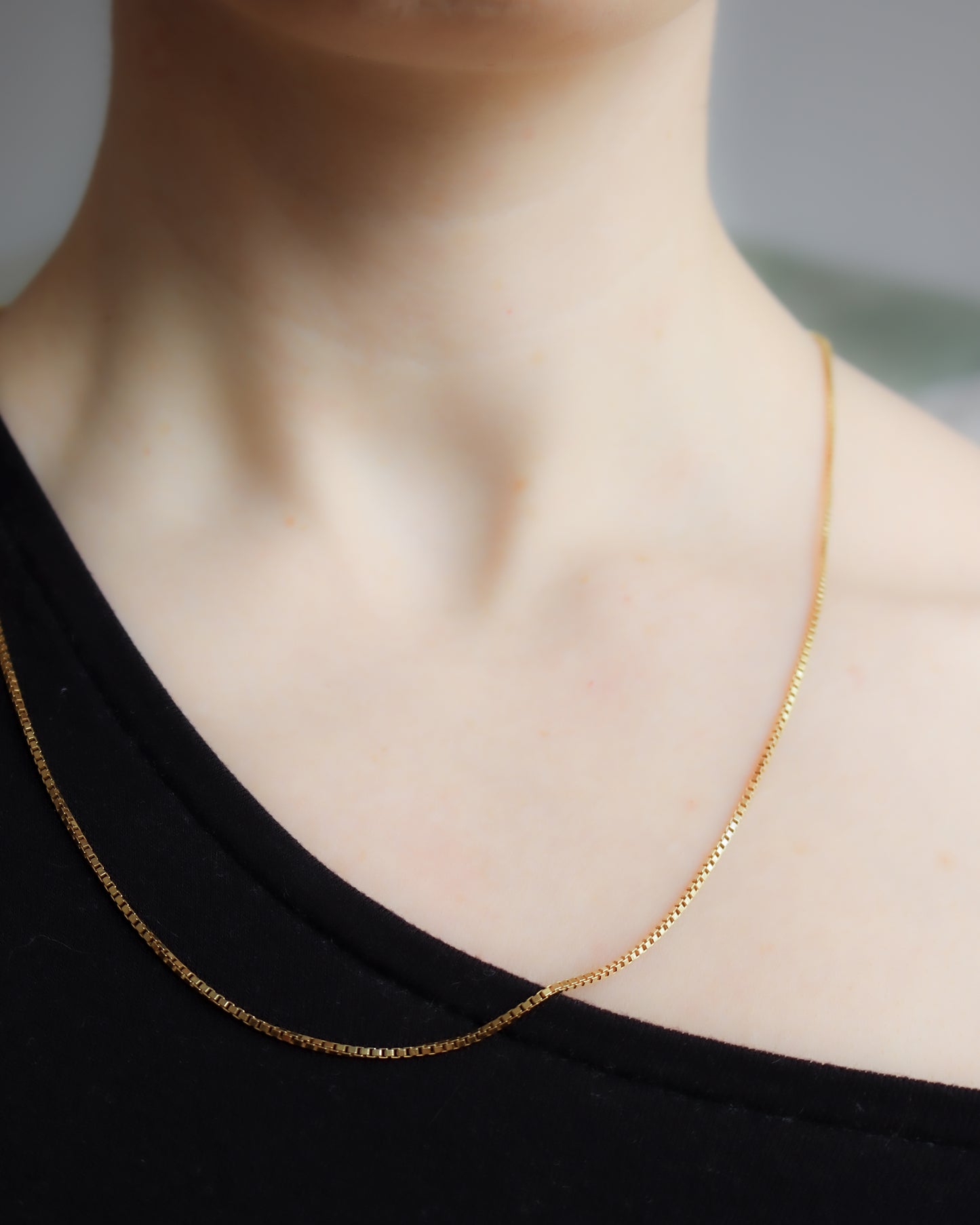 9ct gold box link long chain necklace