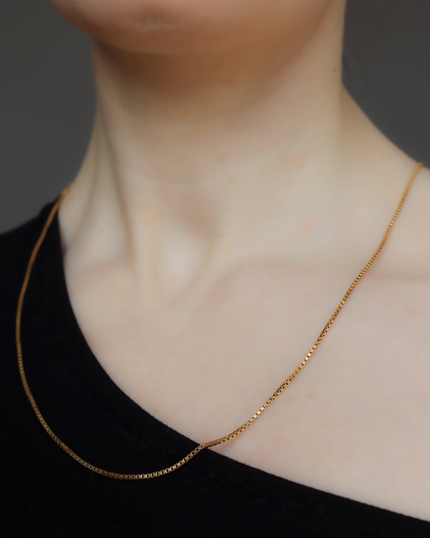 9ct gold box link long chain necklace