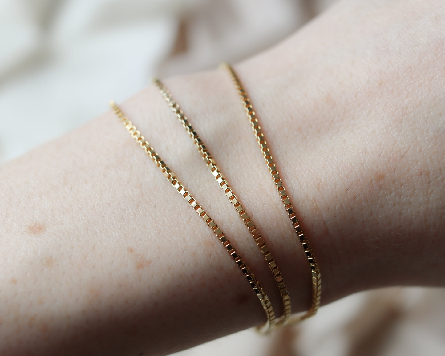 9ct gold box link long chain necklace