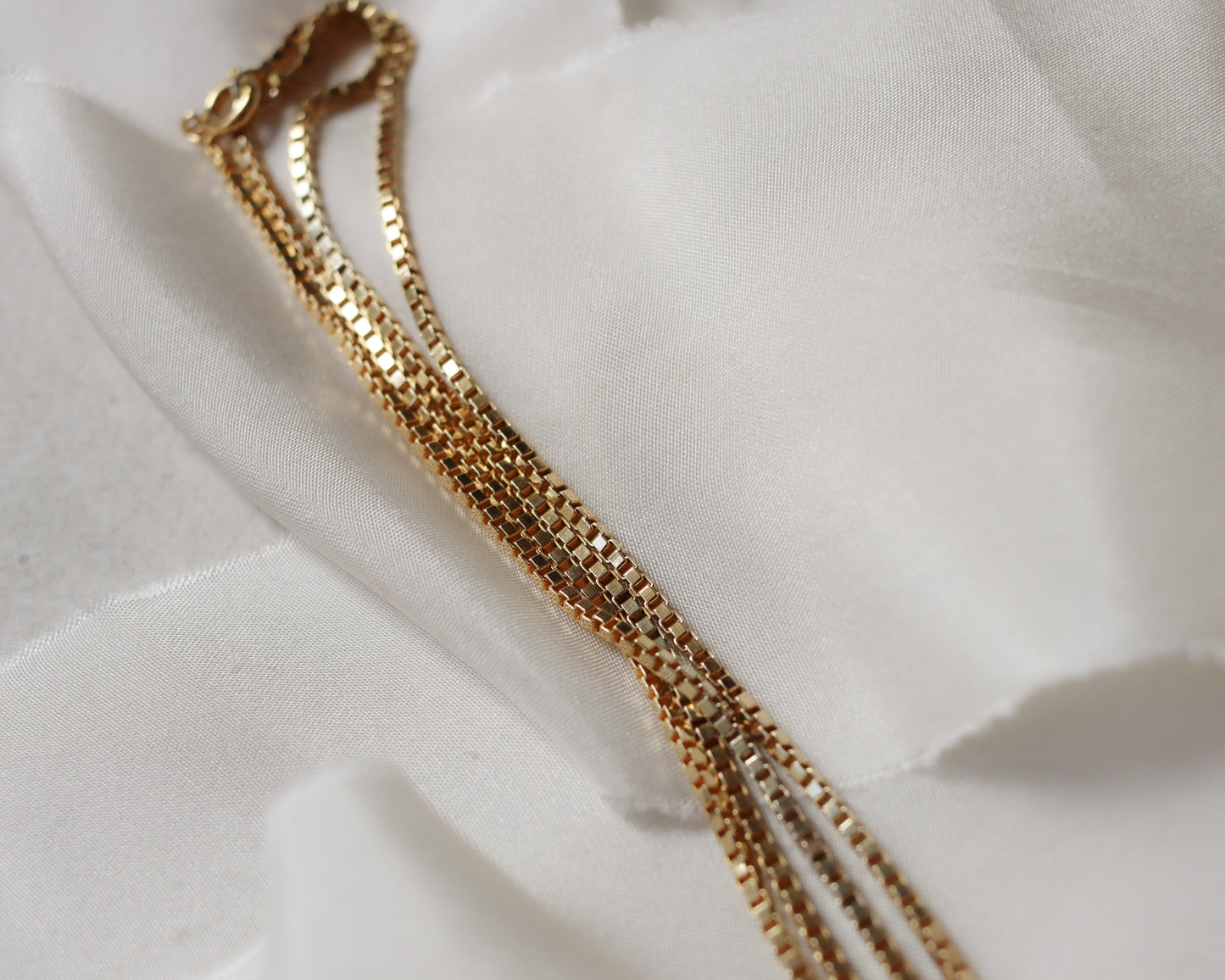9ct gold box link long chain necklace