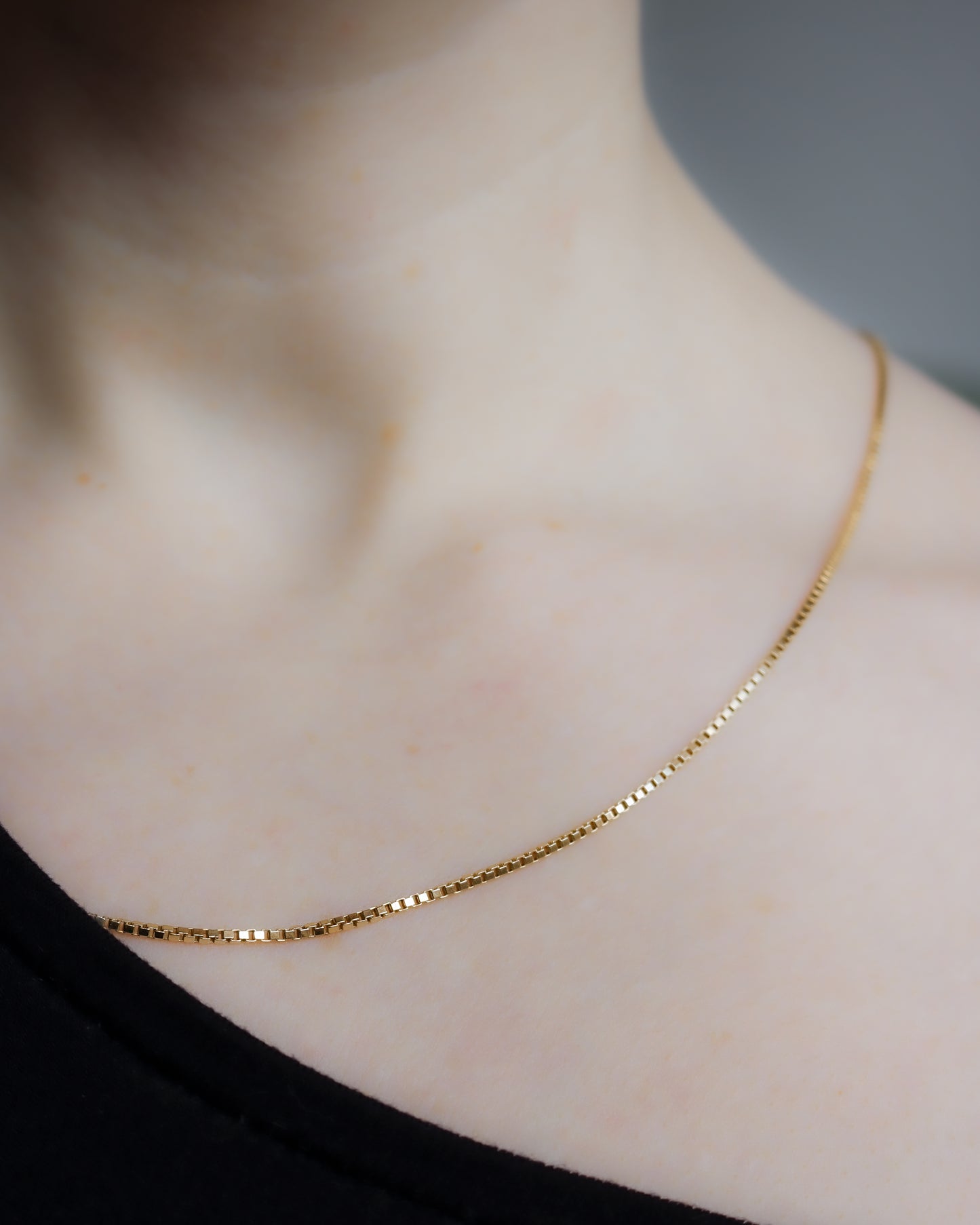 9ct gold box link long chain necklace