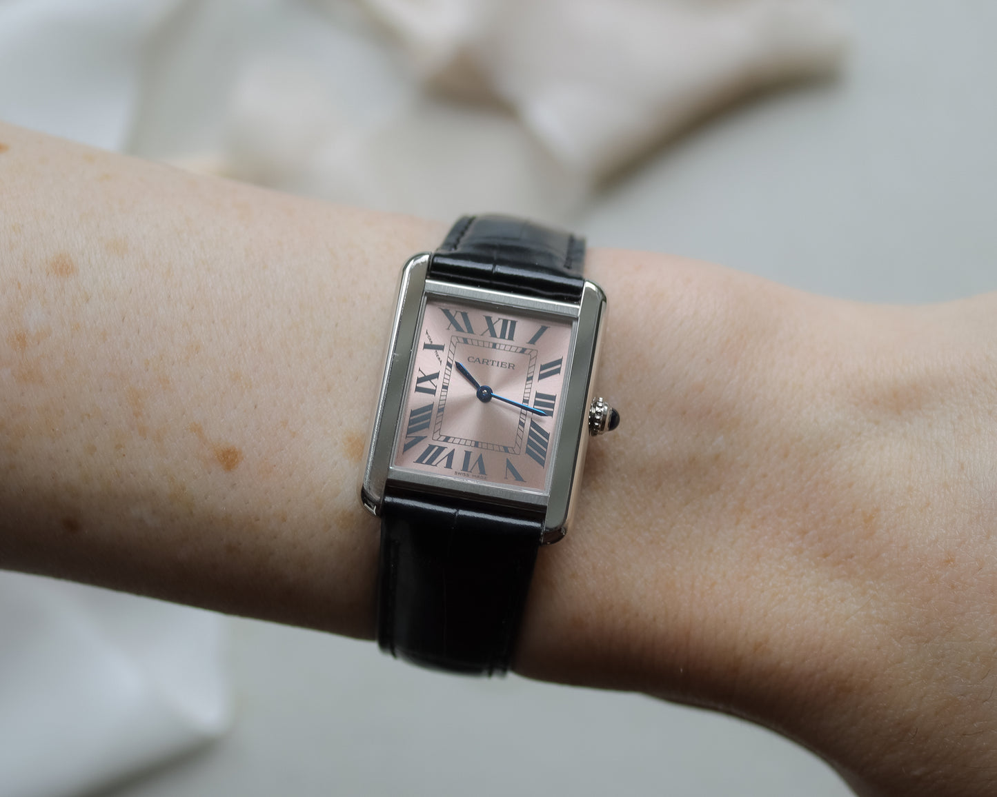 Cartier Tank Solo 3170 Stainless Steel Pink Dial Watch | 2012