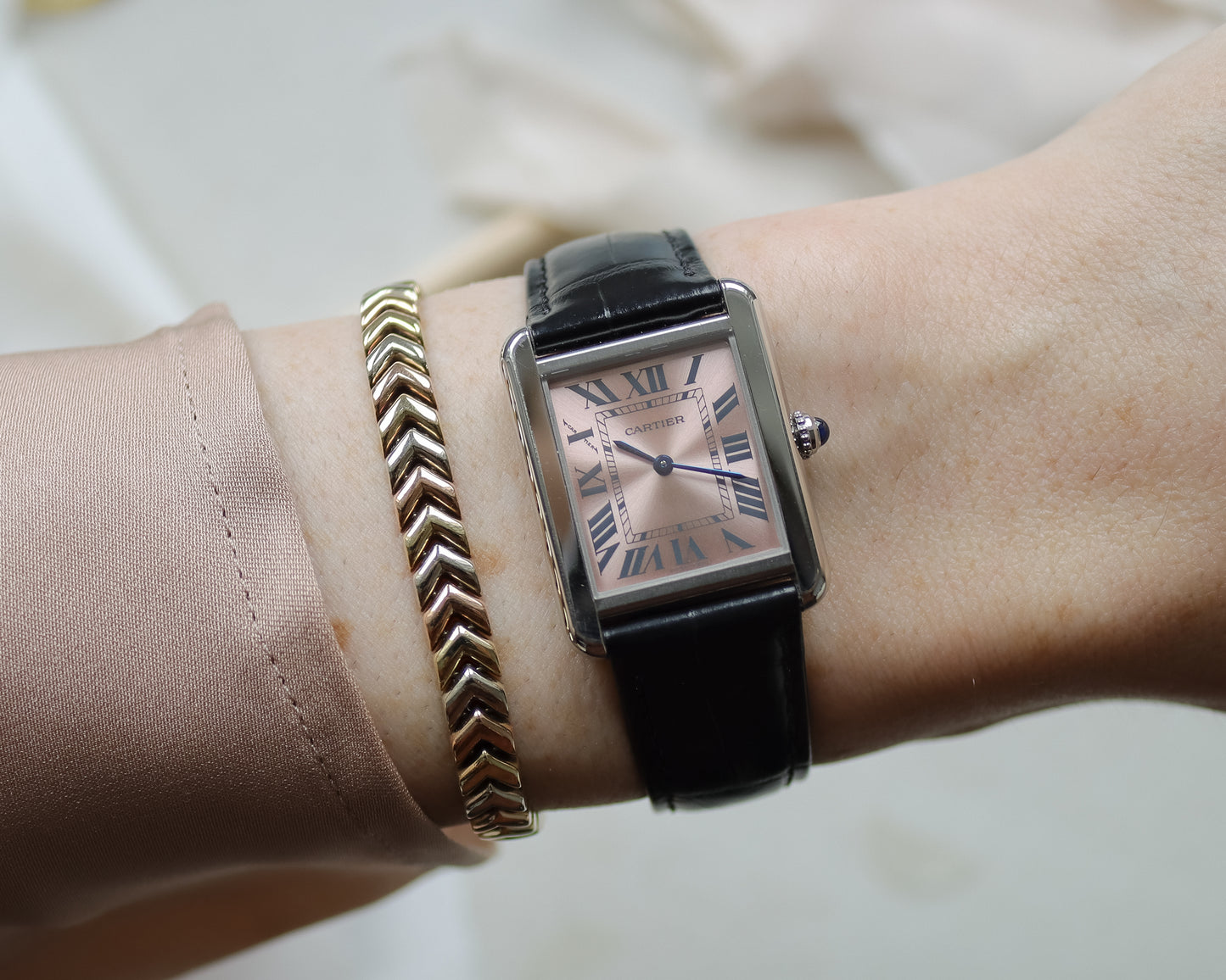 Cartier Tank Solo 3170 Stainless Steel Pink Dial Watch | 2012