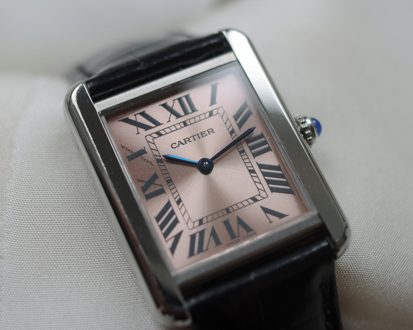 Cartier Tank Solo 3170 Stainless Steel Pink Dial Watch | 2012