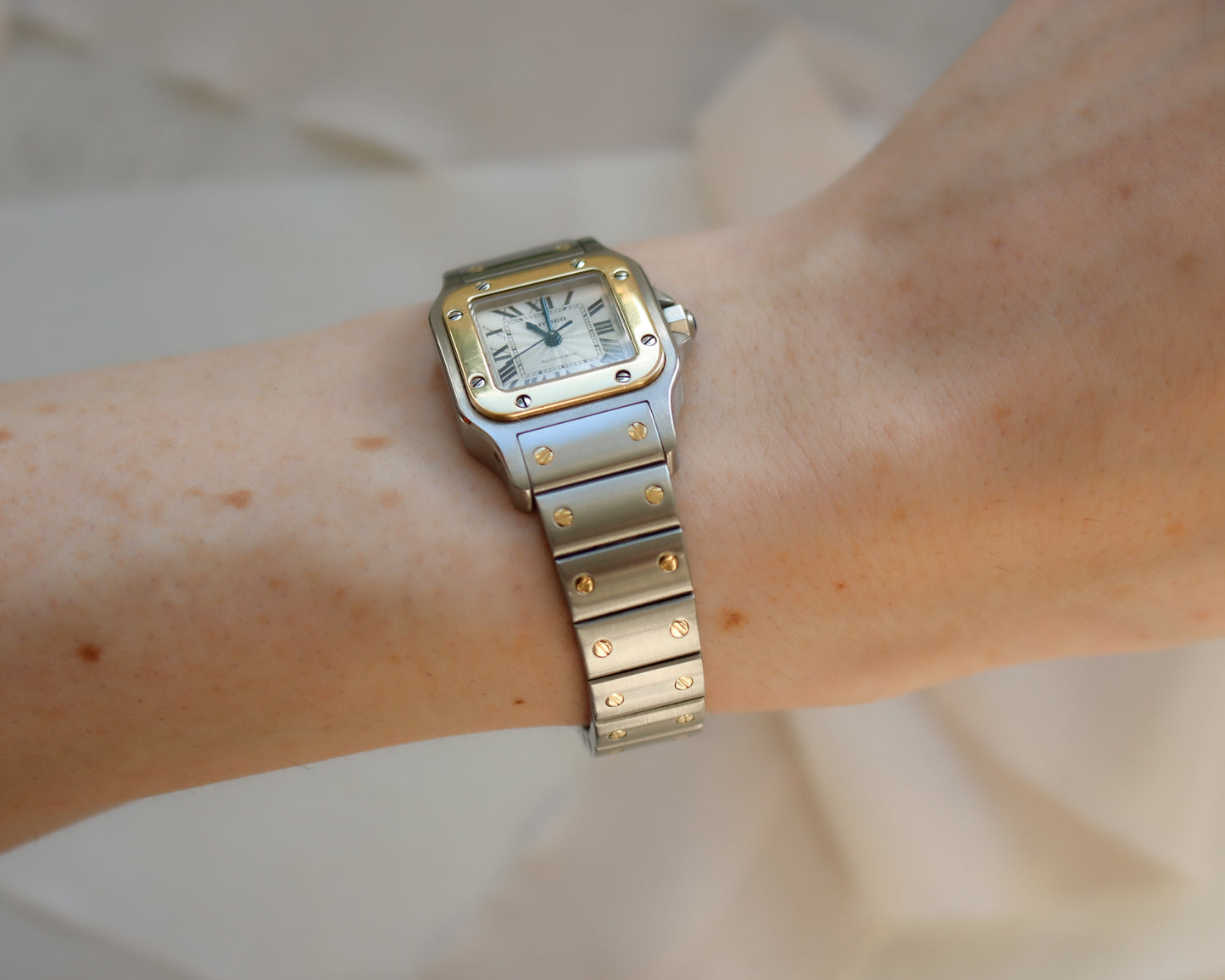 Cartier Santos Galbée Stainless Steel watch and 18ct Yellow Gold - Early 2000s