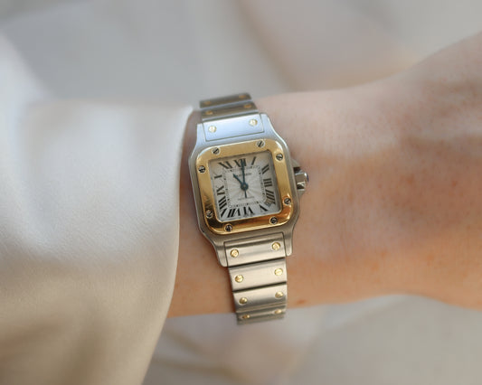 Cartier Santos Galbée Stainless Steel watch and 18ct Yellow Gold - Early 2000s