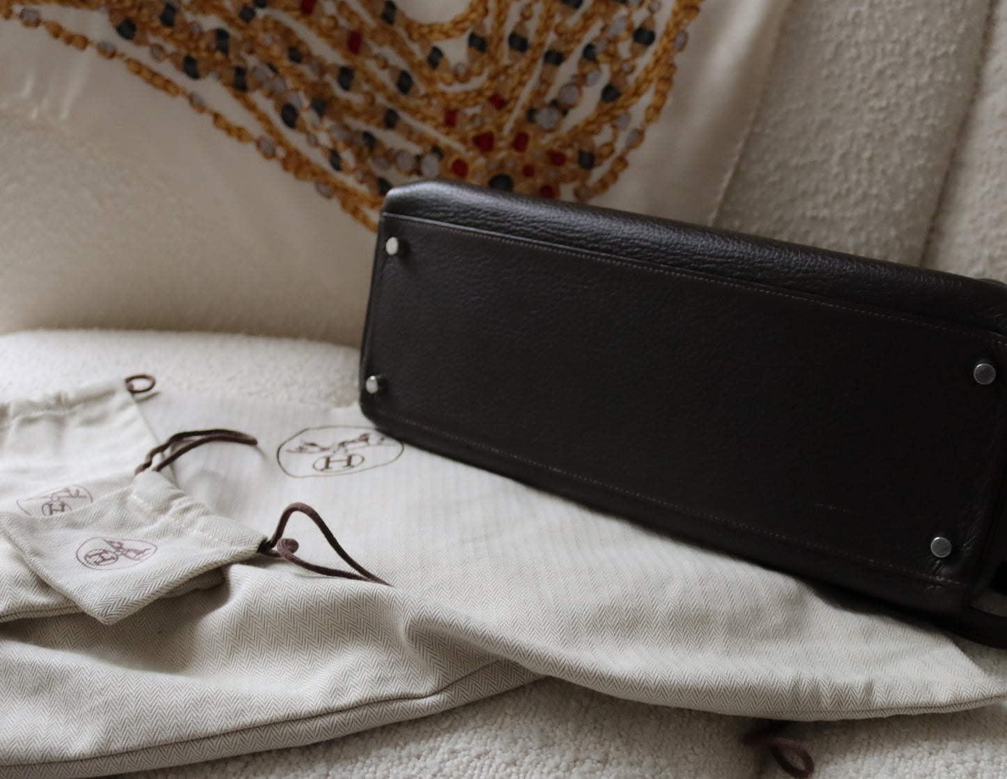 Remaining 1/2 Hermès Kelly 35 Retourne in Chocolate Brown Leather - 2007