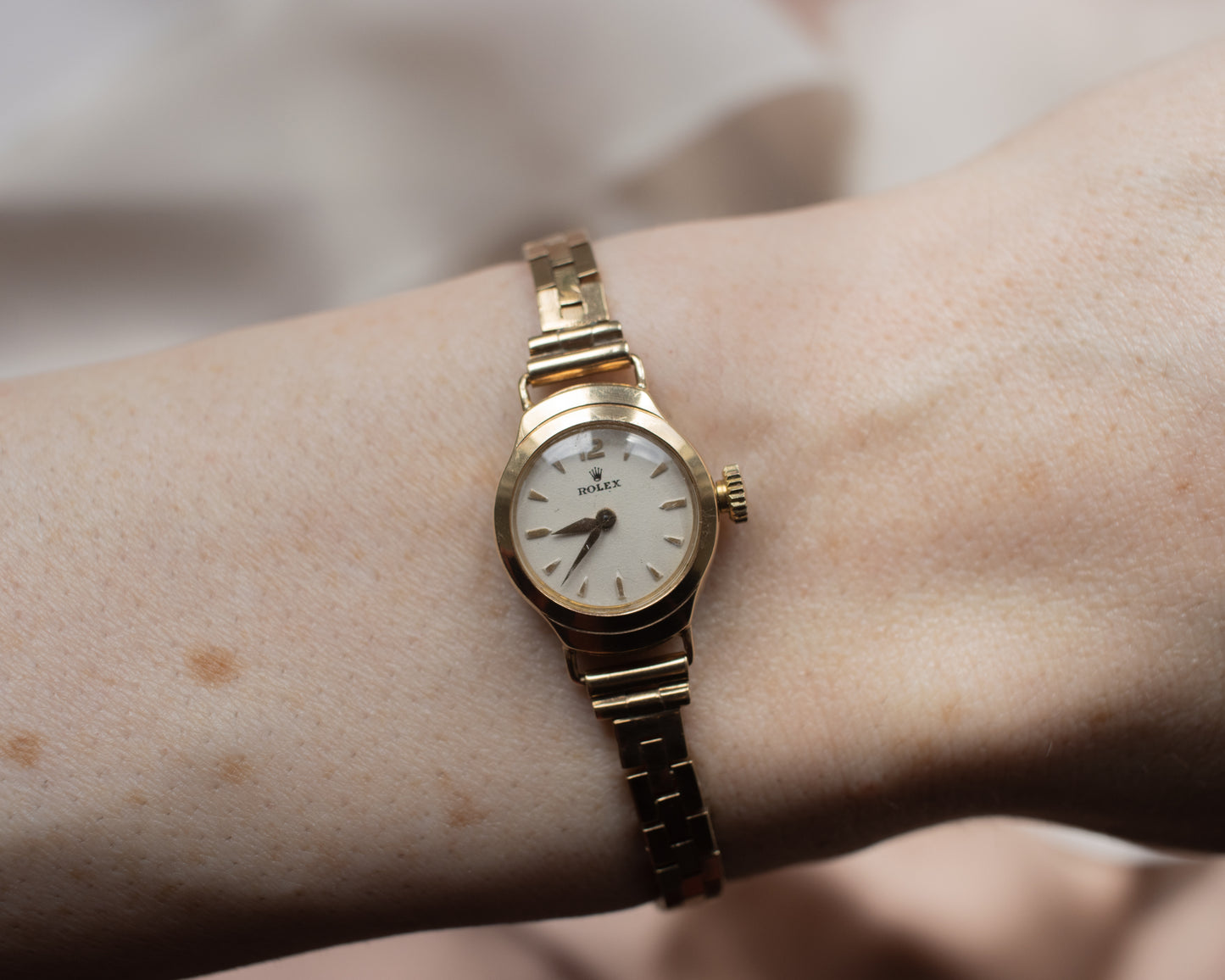 Vintage Rolex Ladies Dress Watch-9ct Gold, Brick Link Bracelet, 1959