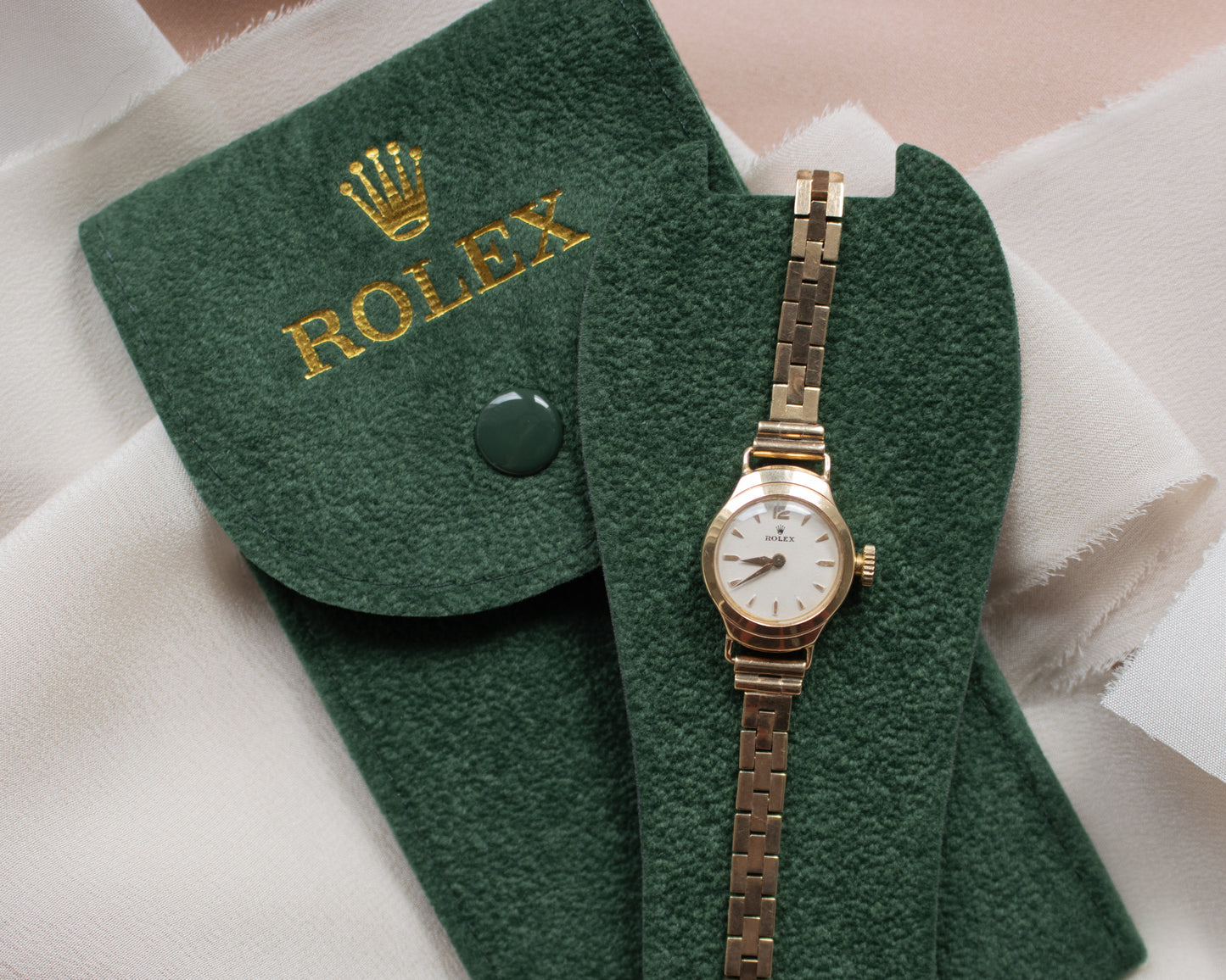 Vintage Rolex Ladies Dress Watch-9ct Gold, Brick Link Bracelet, 1959