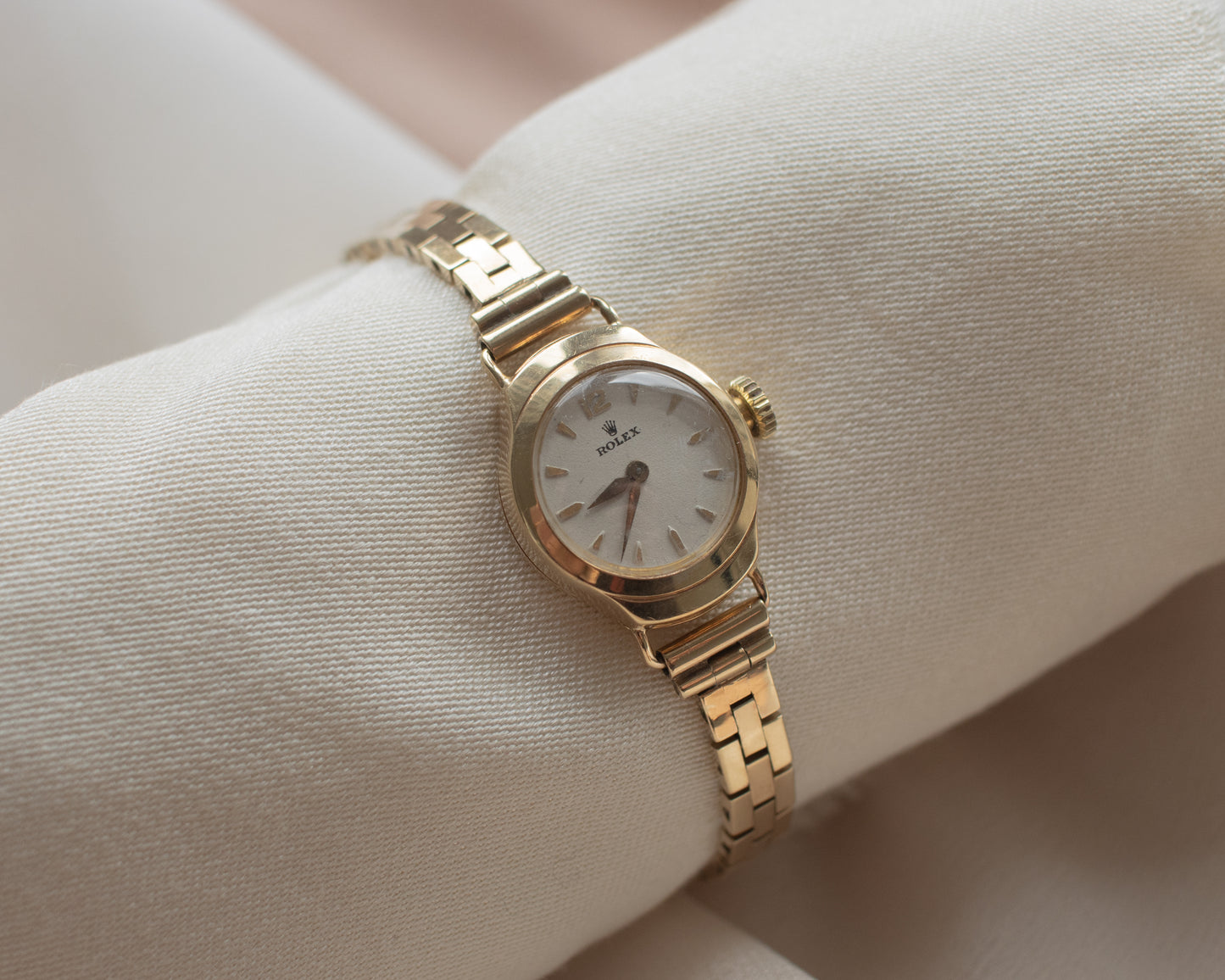 Vintage Rolex Ladies Dress Watch-9ct Gold, Brick Link Bracelet, 1959