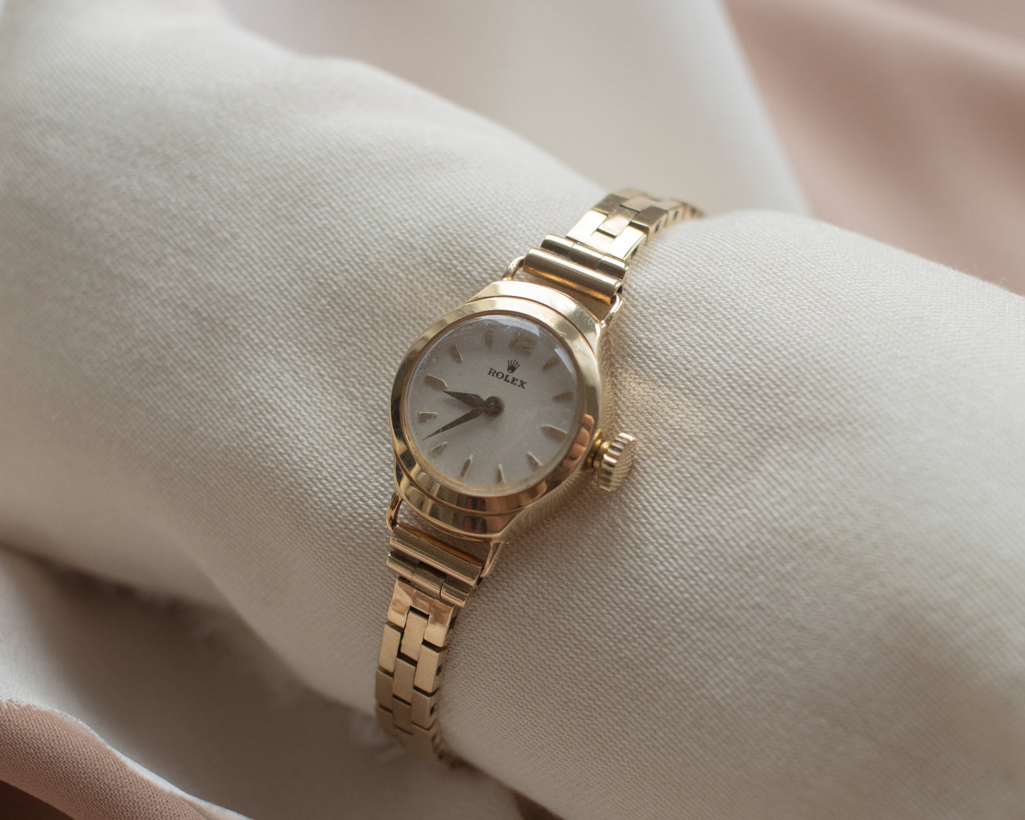 Vintage Rolex Ladies Dress Watch-9ct Gold, Brick Link Bracelet, 1959