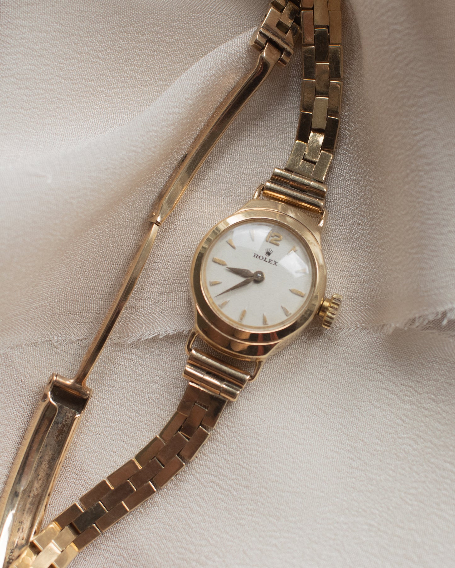 Vintage Rolex Ladies Dress Watch-9ct Gold, Brick Link Bracelet, 1959