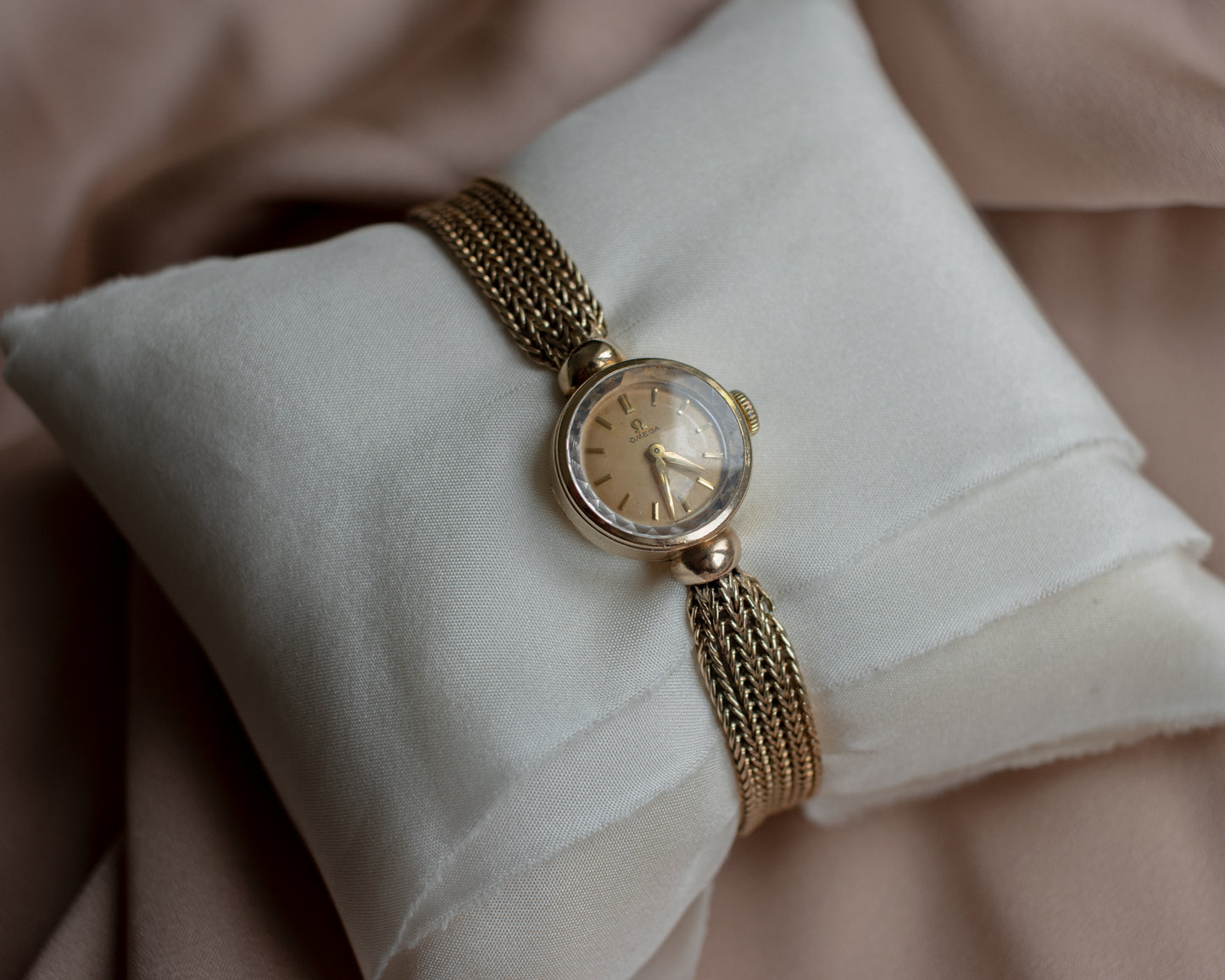 Vintage Omega Ladies Dress Watch With Wheat Link Strap - 1960