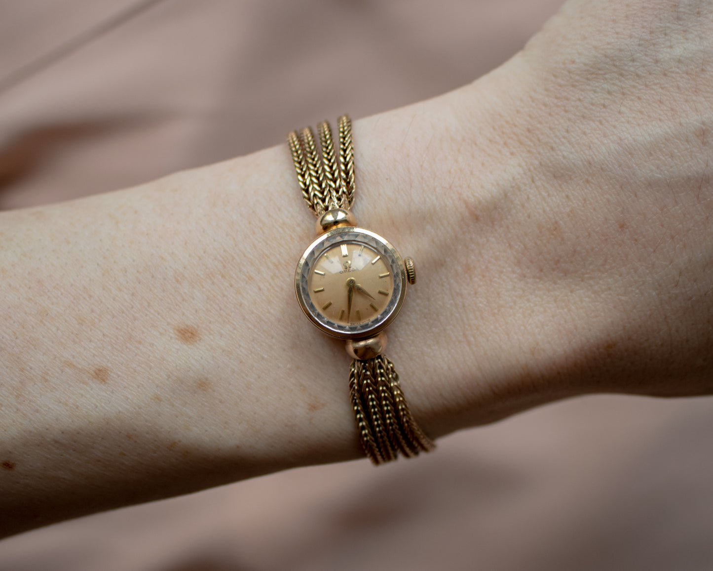 Vintage Omega Ladies Dress Watch With Wheat Link Strap - 1960