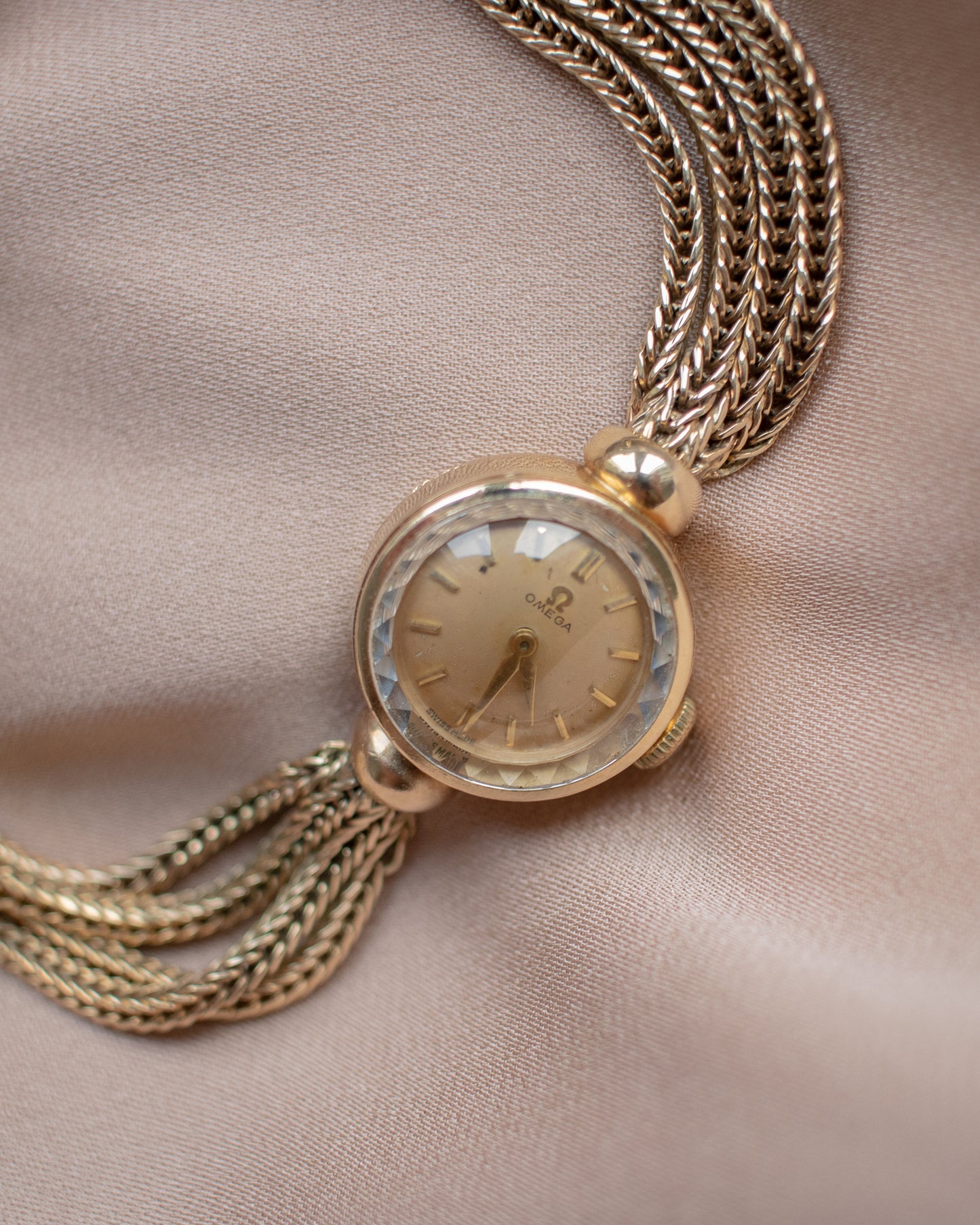 Vintage Omega Ladies Dress Watch With Wheat Link Strap - 1960
