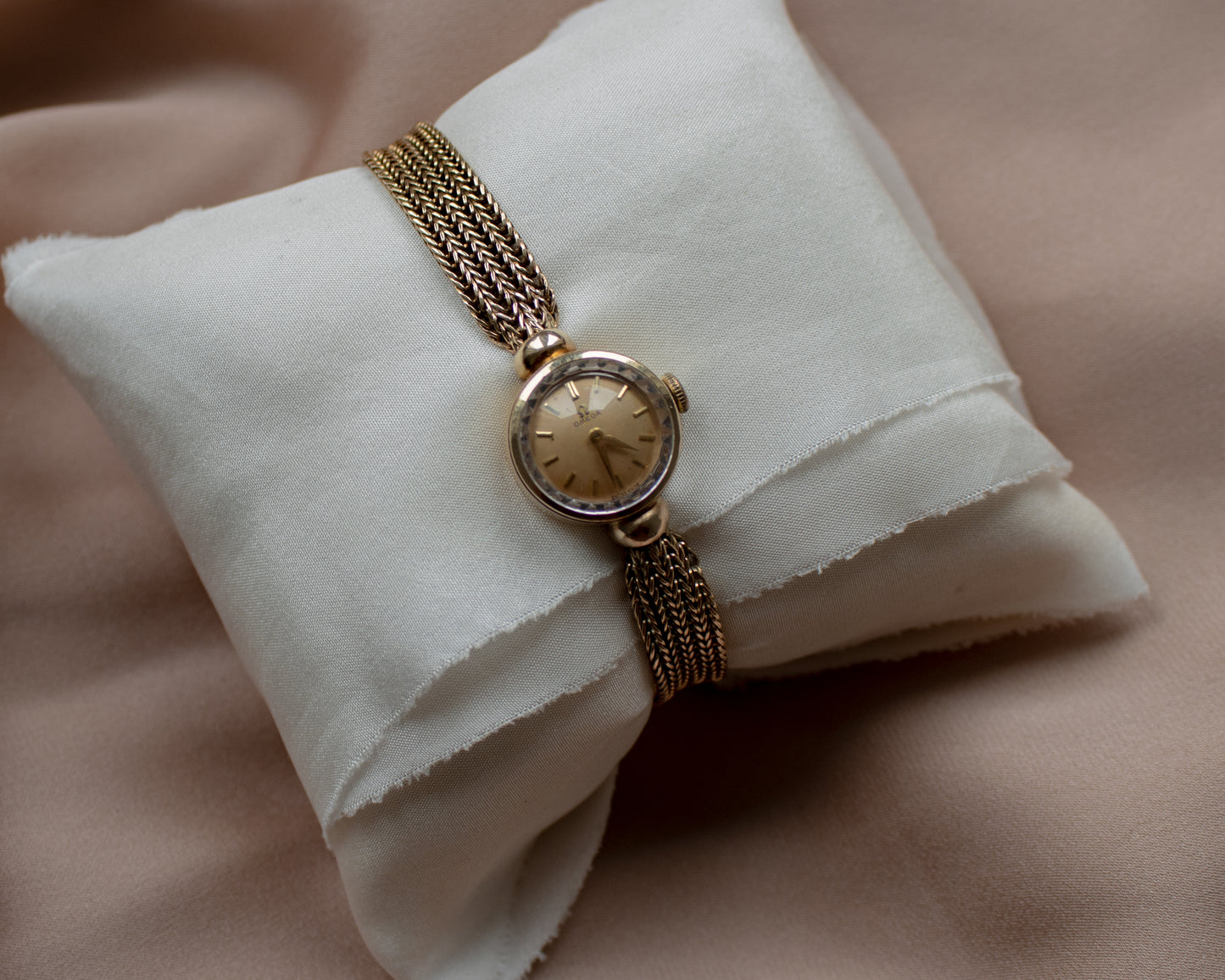 Vintage Omega Ladies Dress Watch With Wheat Link Strap - 1960