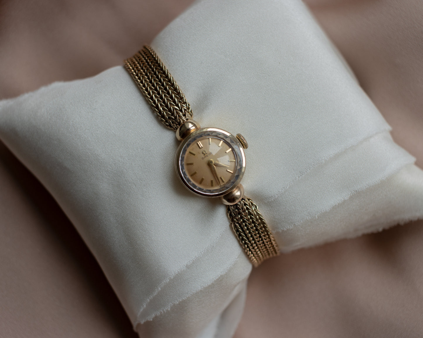 Vintage Omega Ladies Dress Watch With Wheat Link Strap - 1960