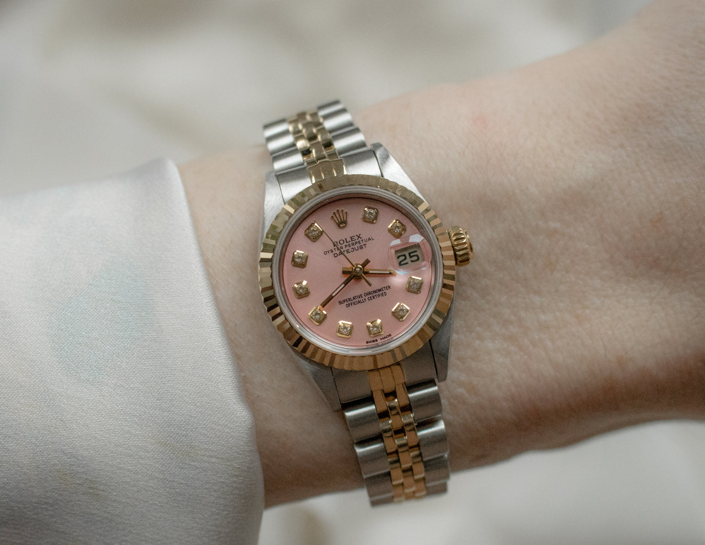 Rolex Datejust 26mm 18ct Yellow Gold & Steel – Pink Sunburst Dial