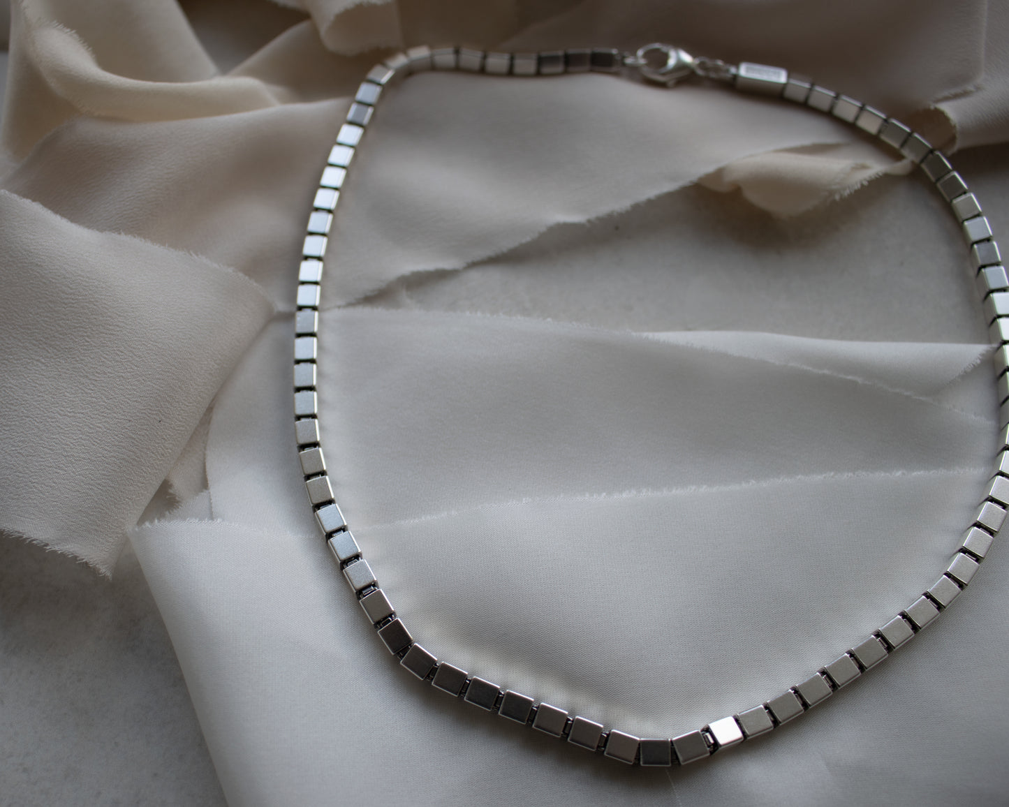 Sterling Silver Fancy Box Link Necklace – Binder