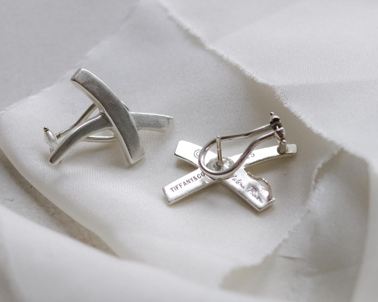 Rare Sterling silver Paloma Picasso for Tiffany large cross earrings