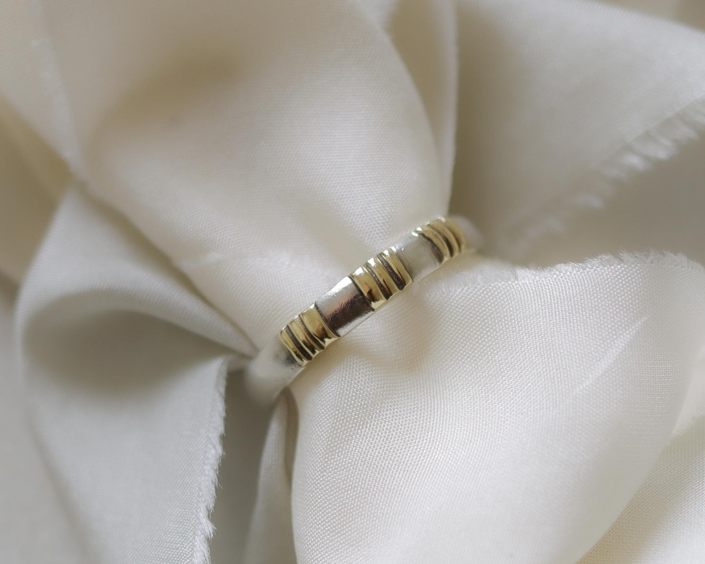 Sterling silver and 14ct yellow gold band UK S 1/2