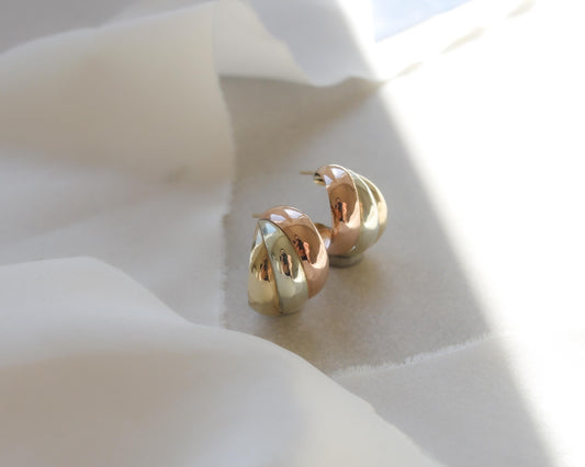 Vintage tri-colour hoop earrings