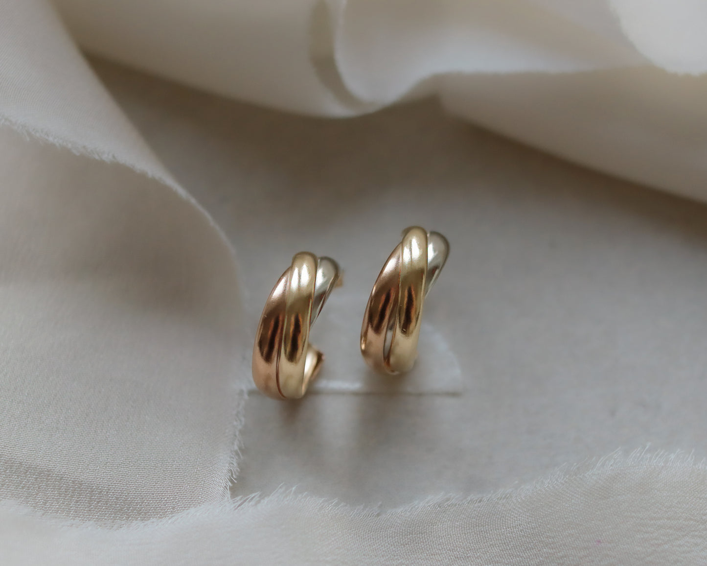 Vintage Triple-Style 9ct Gold Earrings - 1996