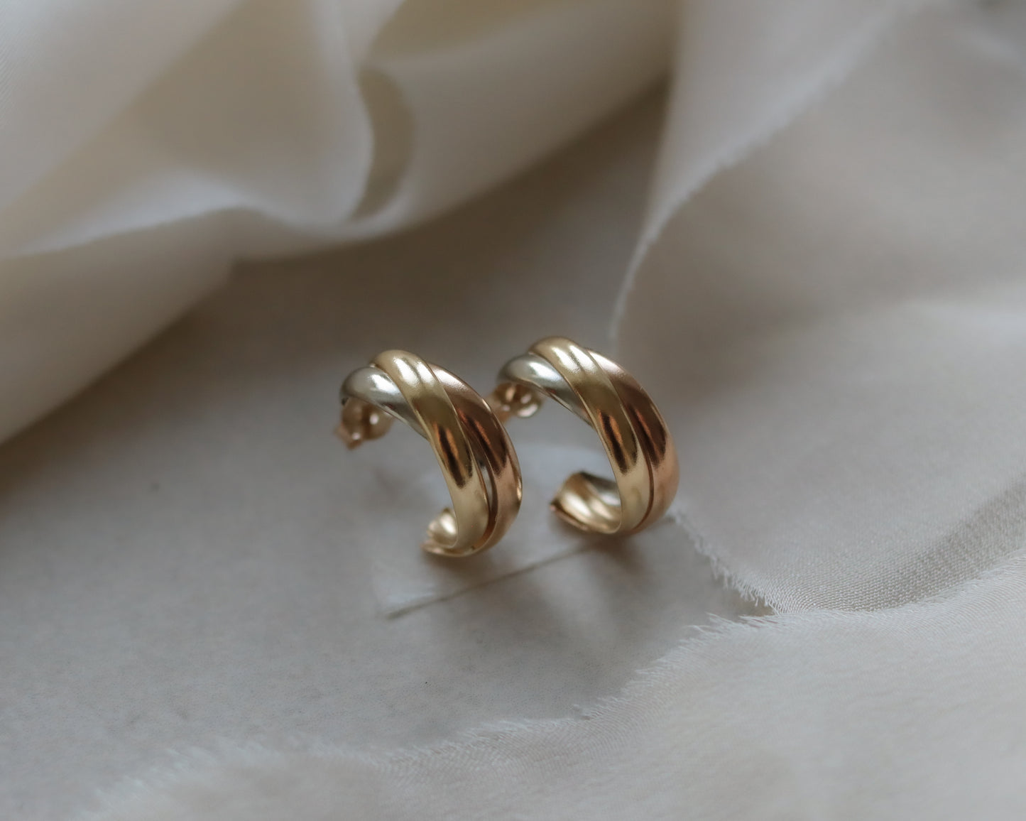 Vintage Triple-Style 9ct Gold Earrings - 1996