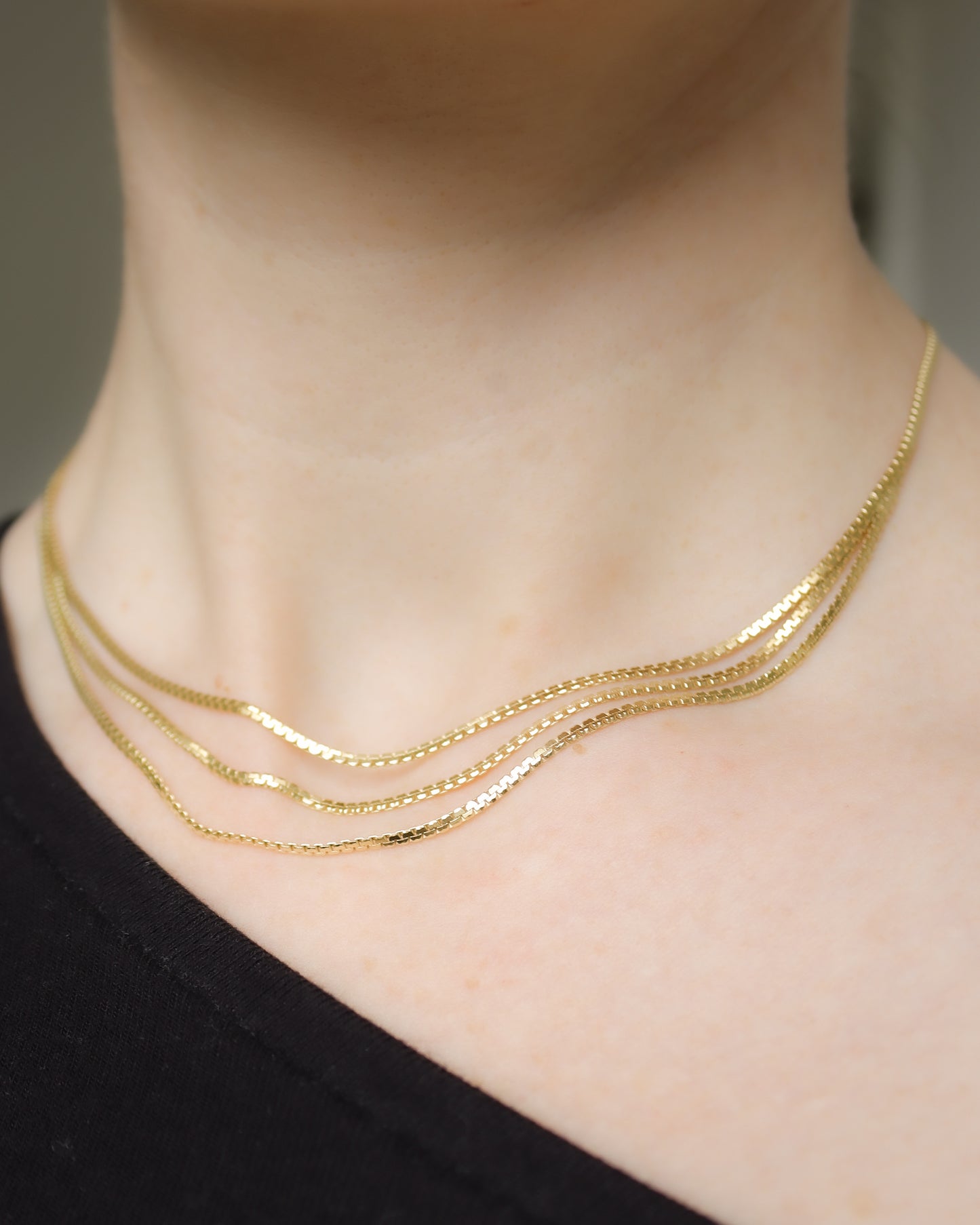 9ct yellow gold triple boston link necklace