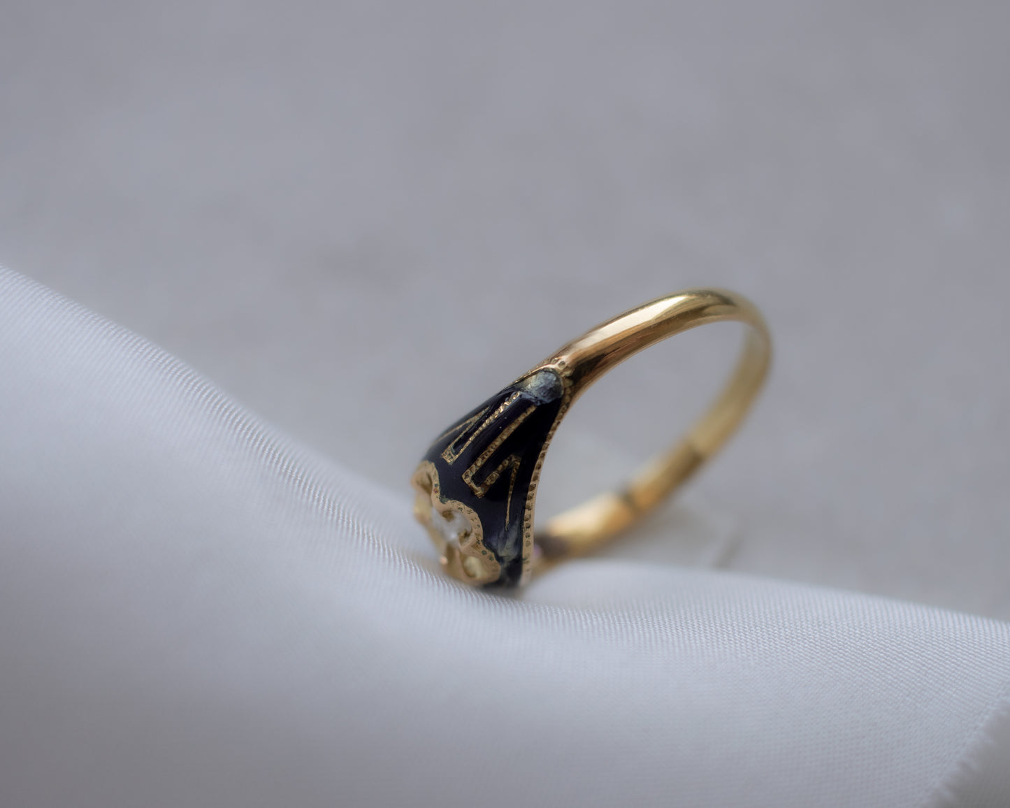 Victorian Rose-Cut Diamond and Enamel Ring UK N