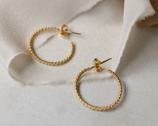 9ct textured hoop earrings